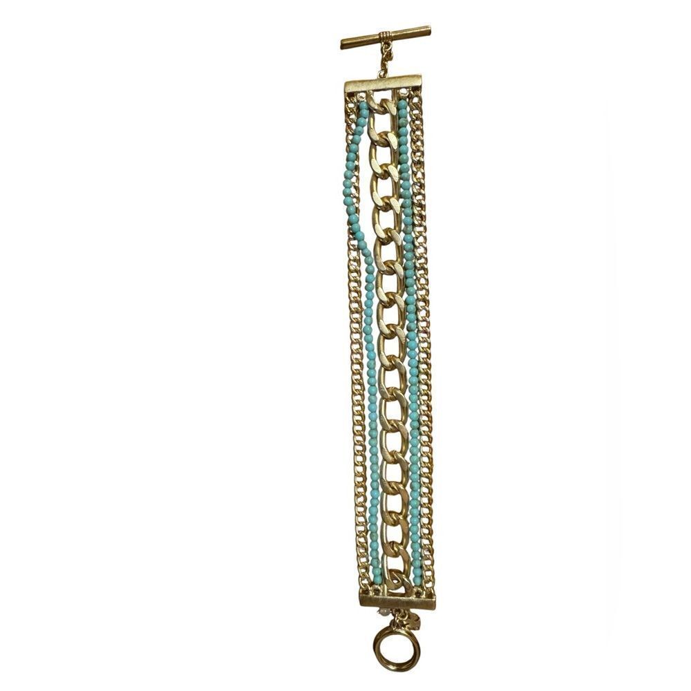 Gold and Turquoise Chain Bracelet